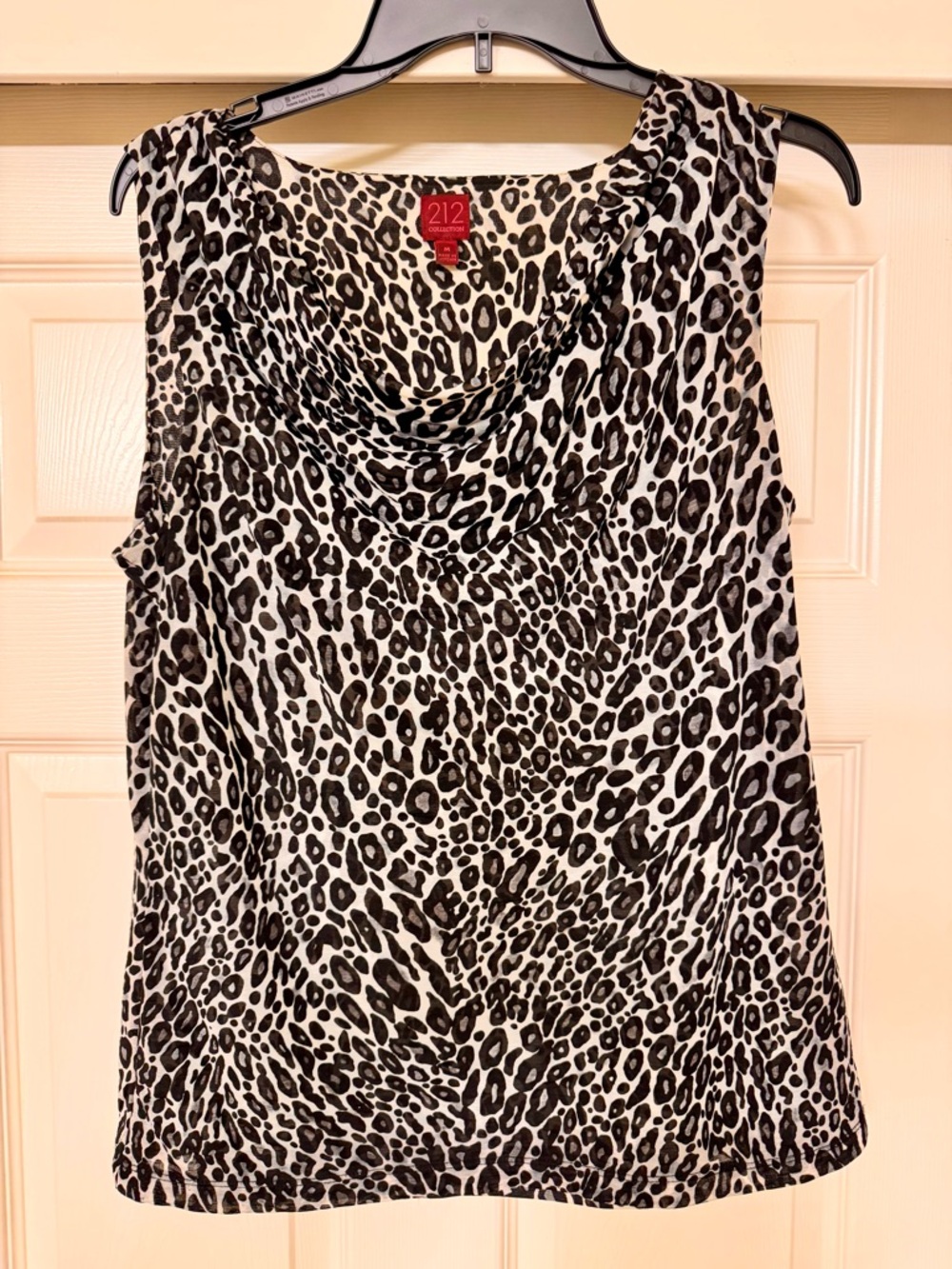 212 Collection Black & White Leopard Cowl Neck